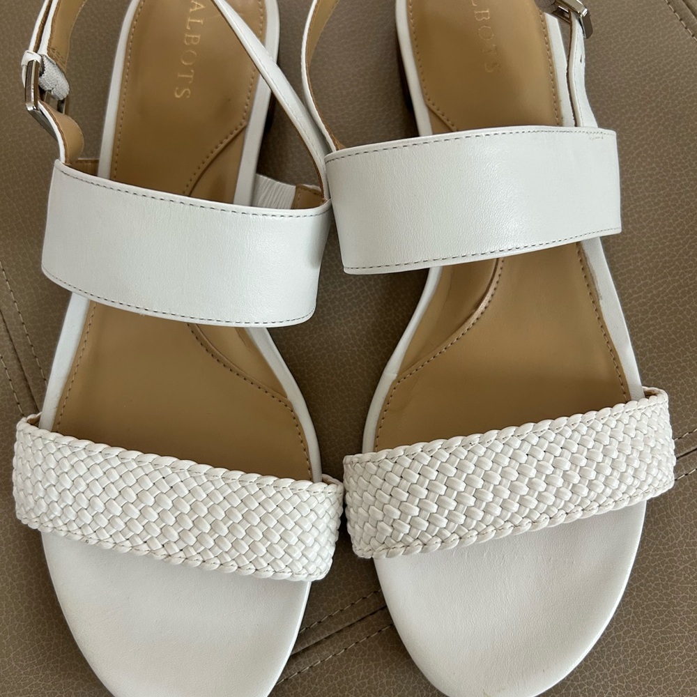 NEW Talbots White Braided-Strap Leather Sandals with Ankle Buckle size 9 - Picture 4 of 4